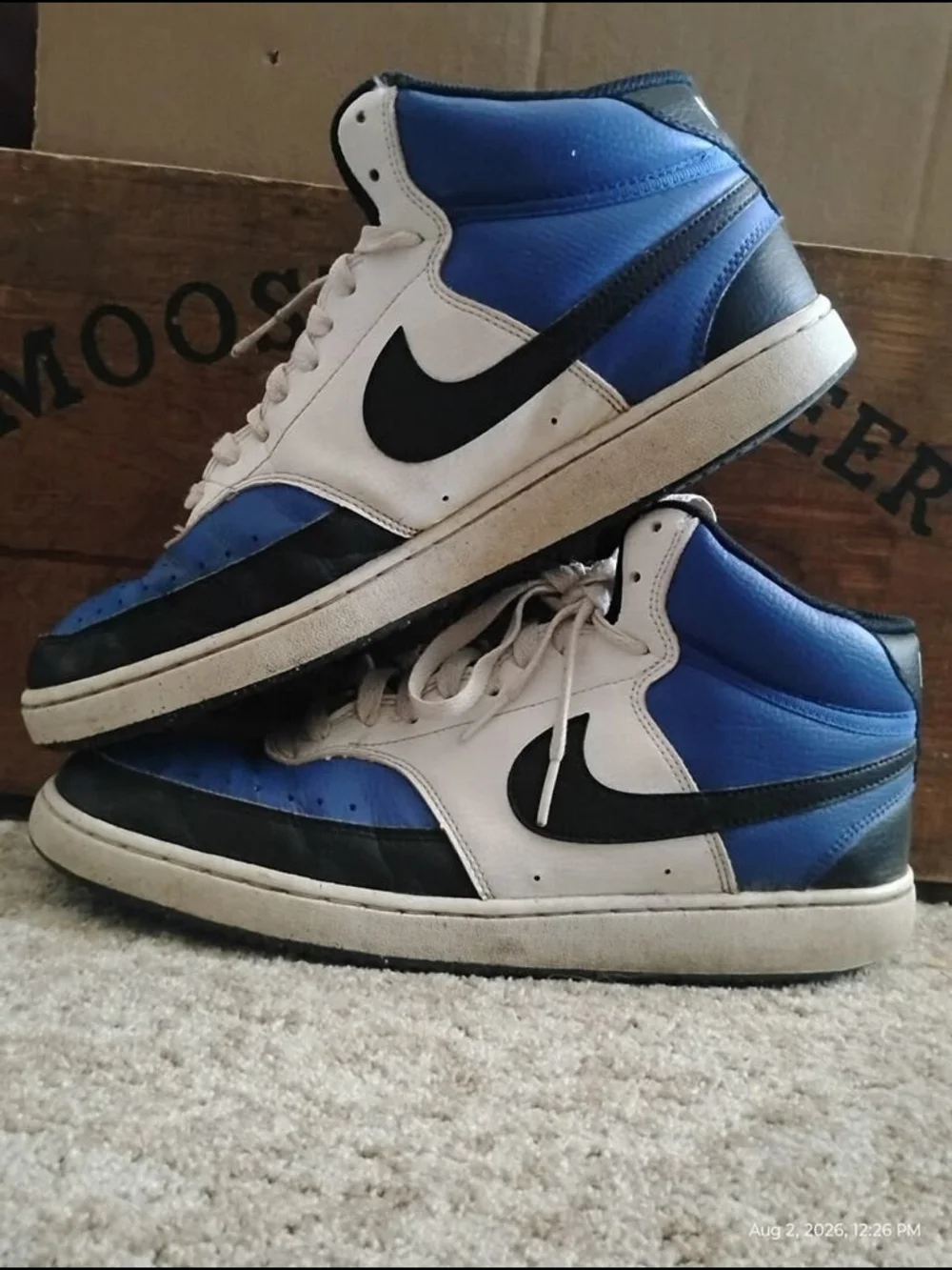 Nike Men’s High-Top Sneakers - White, Blue, Black